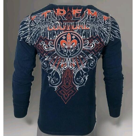 Xtreme Couture AFFLICTION Men's THERMAL Shirt RIVETER Small NWT A109 Excellent - Picture 1 of 8
